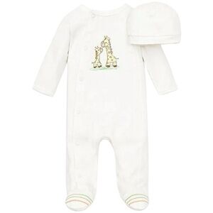 Little Me White Giraffe Embroidered Footie Newborn. Super Cute 🥰